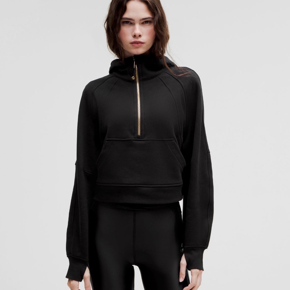 Lululemon Athletica Scuba Oversized Half Zip Hoodie Black/Gold